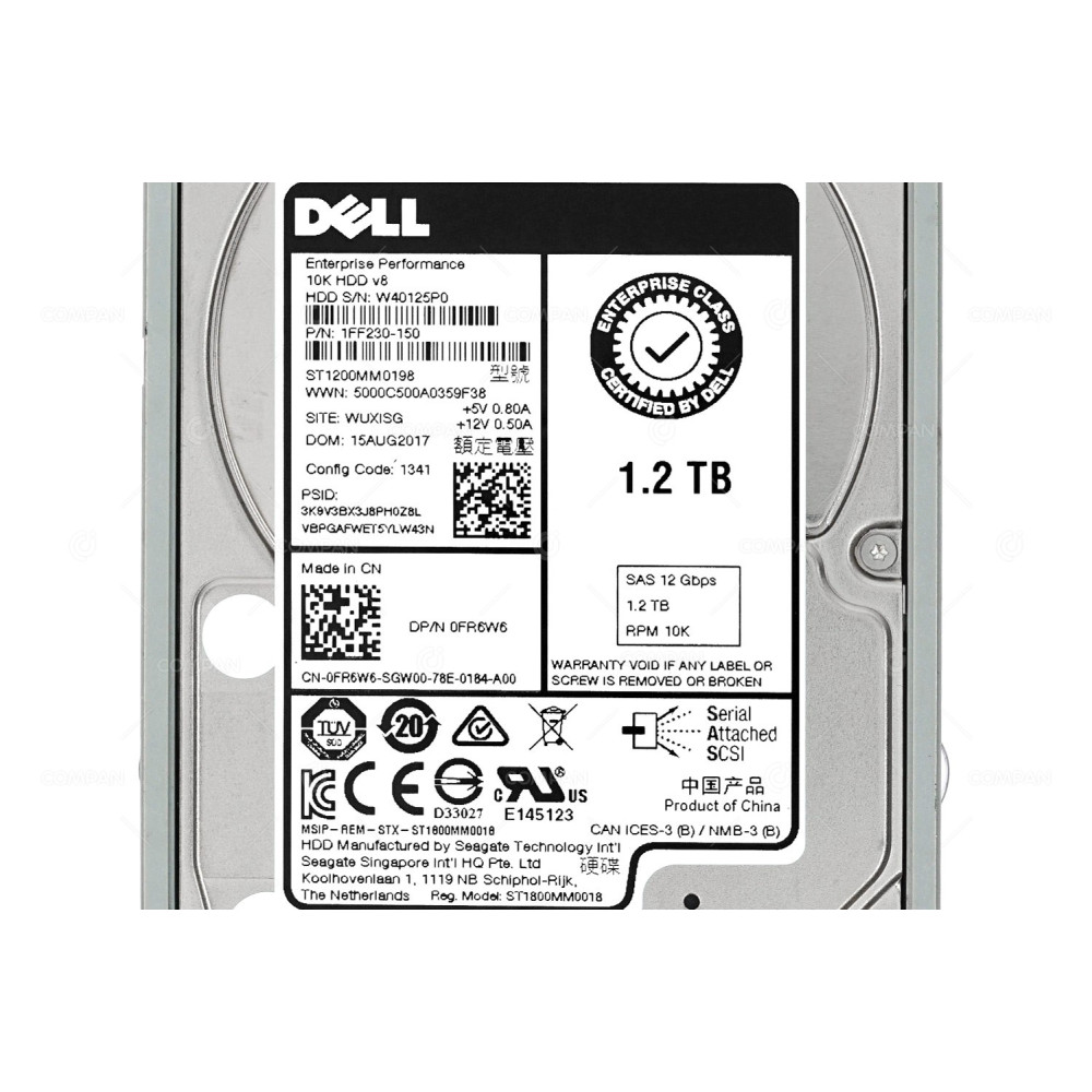 FR6W6  DELL HDD 1.2TB 10K SAS 6G 2.5" SFF HOT-SWAP